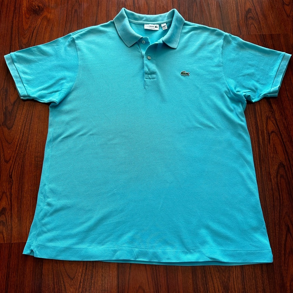Lacoste Men XXL 7 Green Aqua Turquoise Short Sleeve Casual Polo Shirt Classic